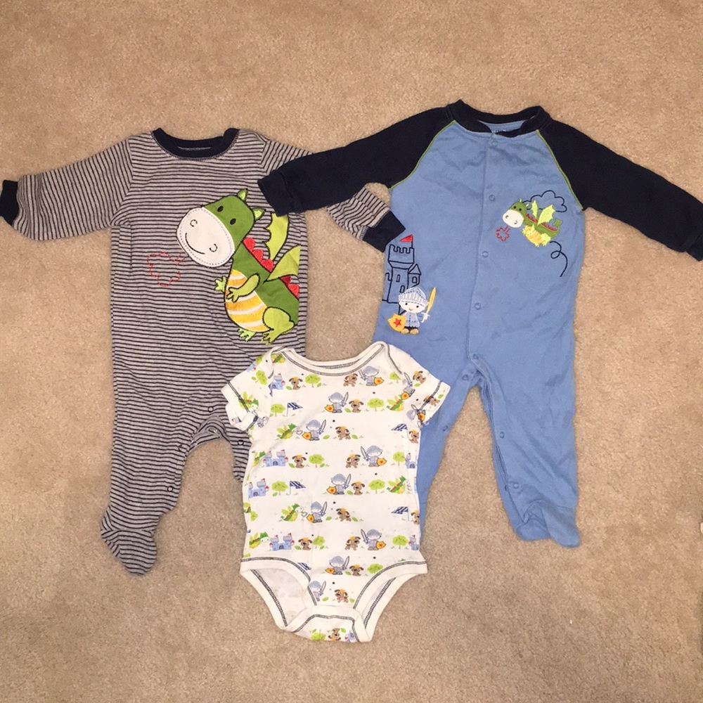 Bundle of 3 - Baby Boy Pajamas & Onesie Set 9M